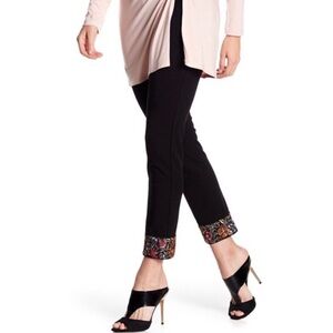 Karen Kane Mid-Rise Ankle Pants With Embroidered Hem -Like New Size Small